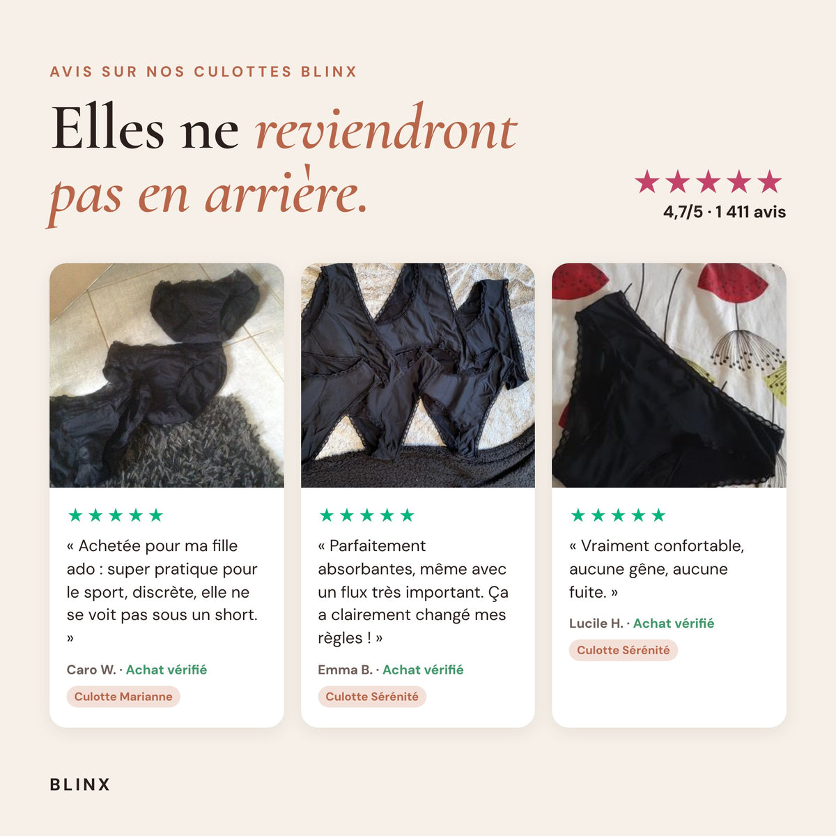 Culotte Menstruelle Justine (Lot de 3)