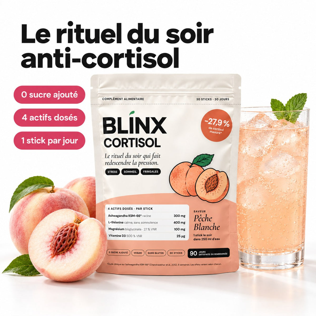 Blinx Cortisol Pêche Blanche, packshot