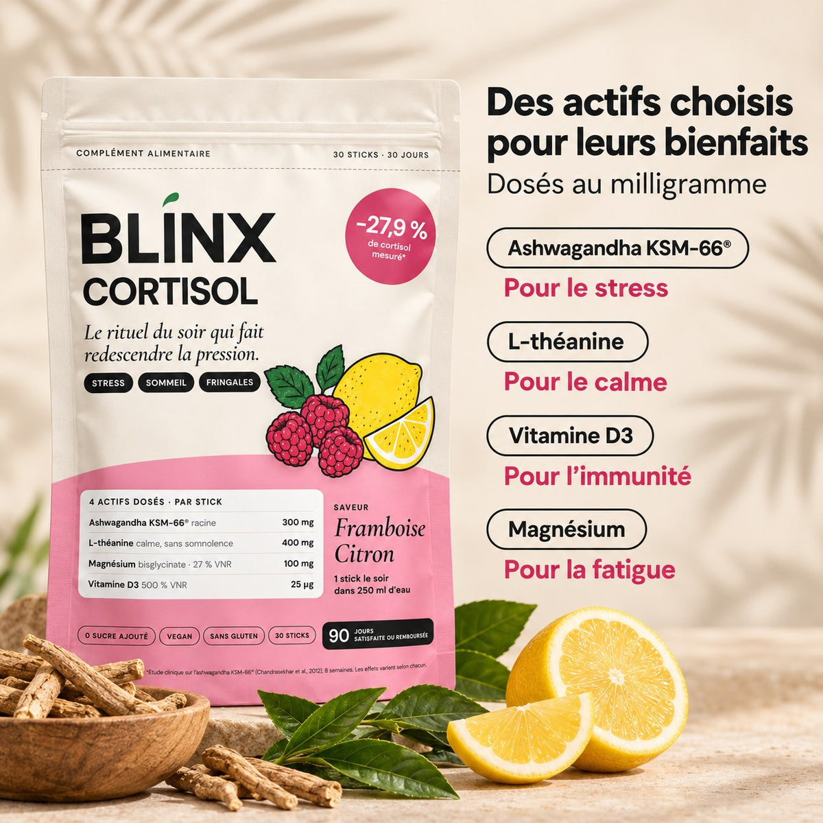 Blinx Cortisol : les actifs dosés
