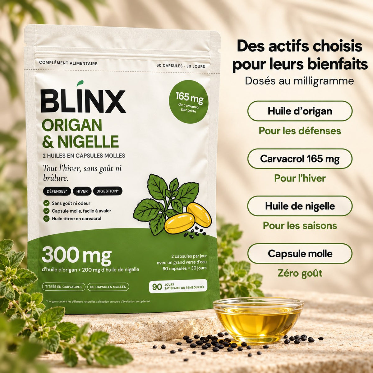 Blinx Origan & Nigelle : les actifs dosés