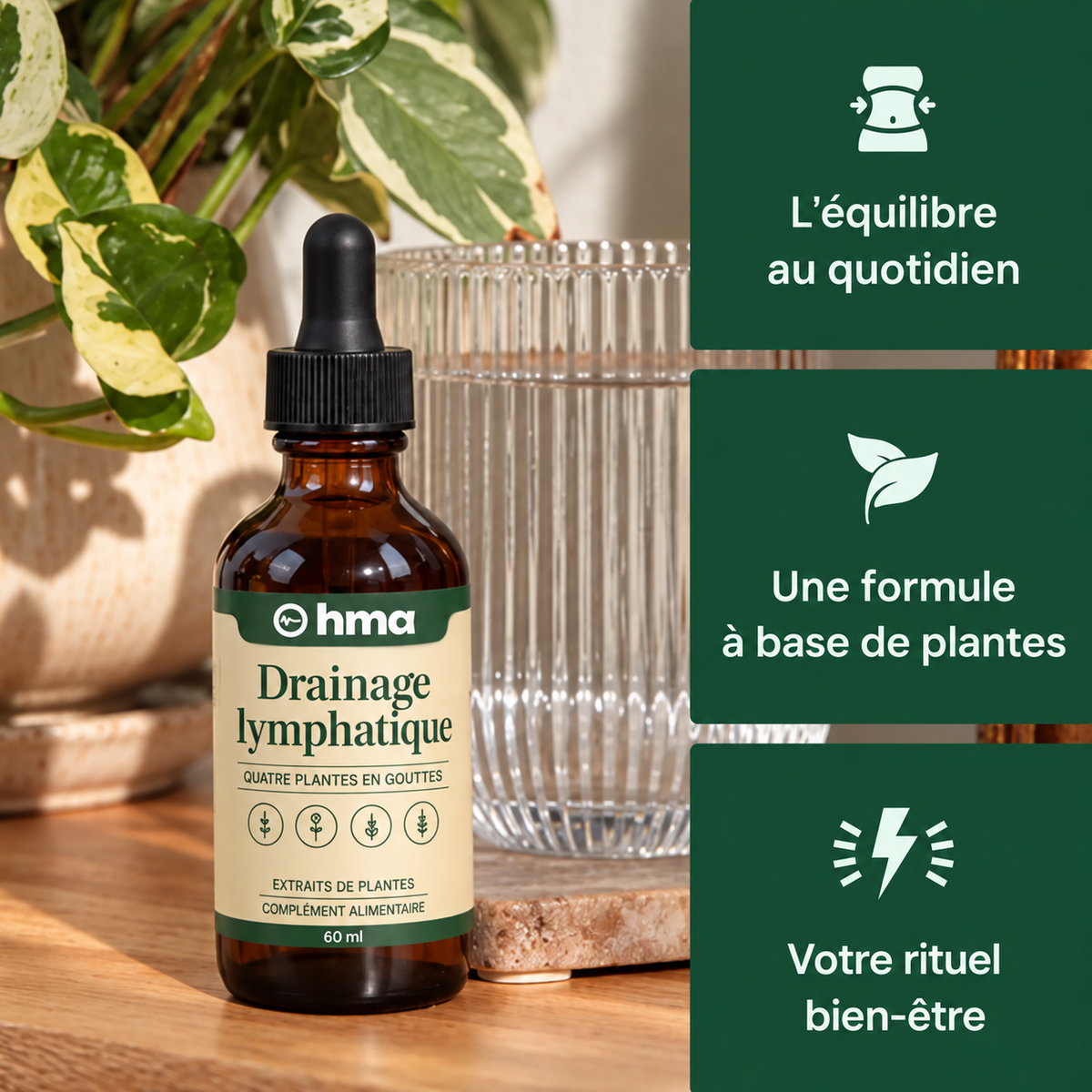 Flacon compte-gouttes Blinx Drainage lymphatique, 60 ml